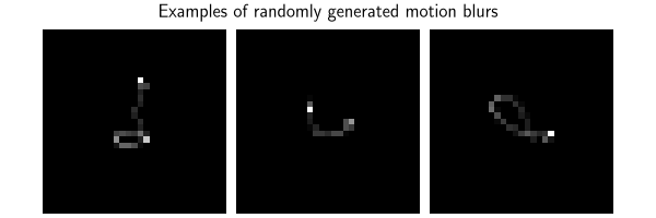 Examples of randomly generated motion blurs