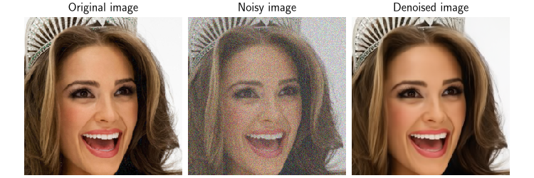 Original image, Noisy image, Denoised image