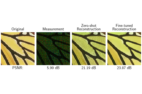Original, Measurement, Zero-shot  Reconstruction, Fine-tuned  Reconstruction