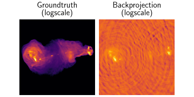 Groundtruth  (logscale), Backprojection  (logscale)
